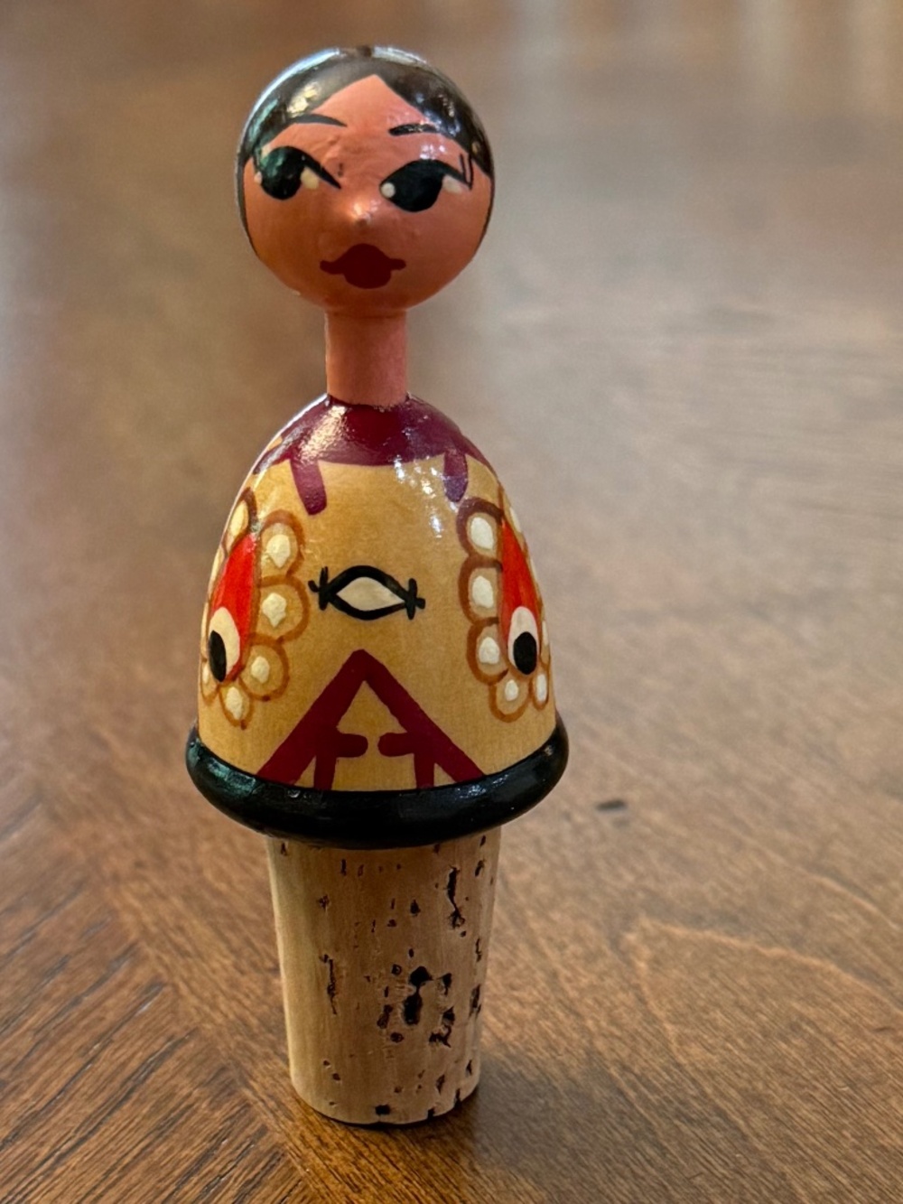 Vintage wine stopper folk art